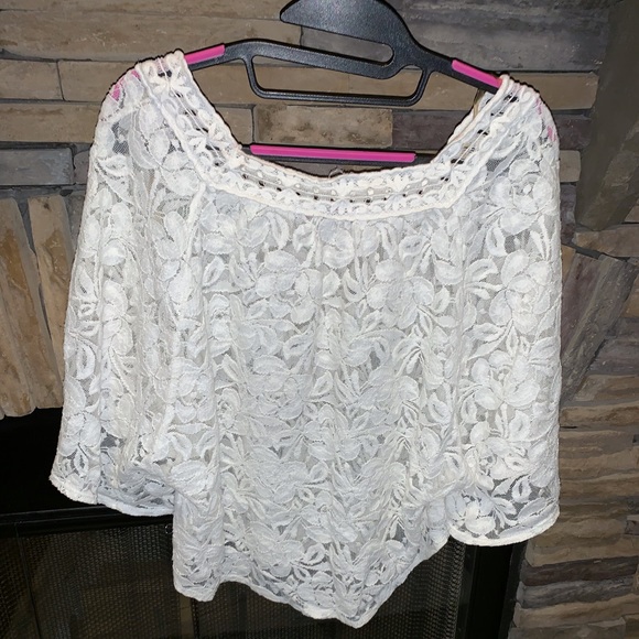 HeartSoul Tops - Heart and Soul Crochet Cream blouse